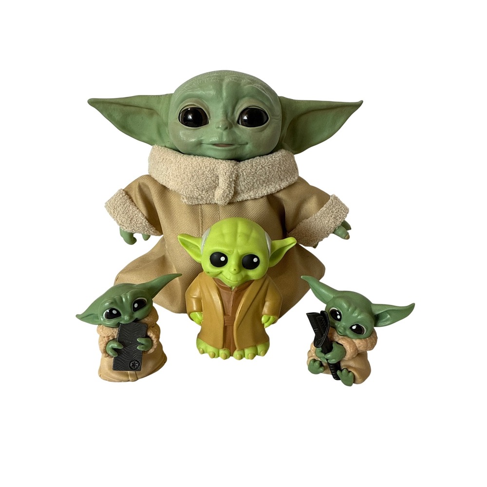 Star Wars The Mandalorian Grogu Yoda Plush‎ and Figures Set of 4 Toy Kids